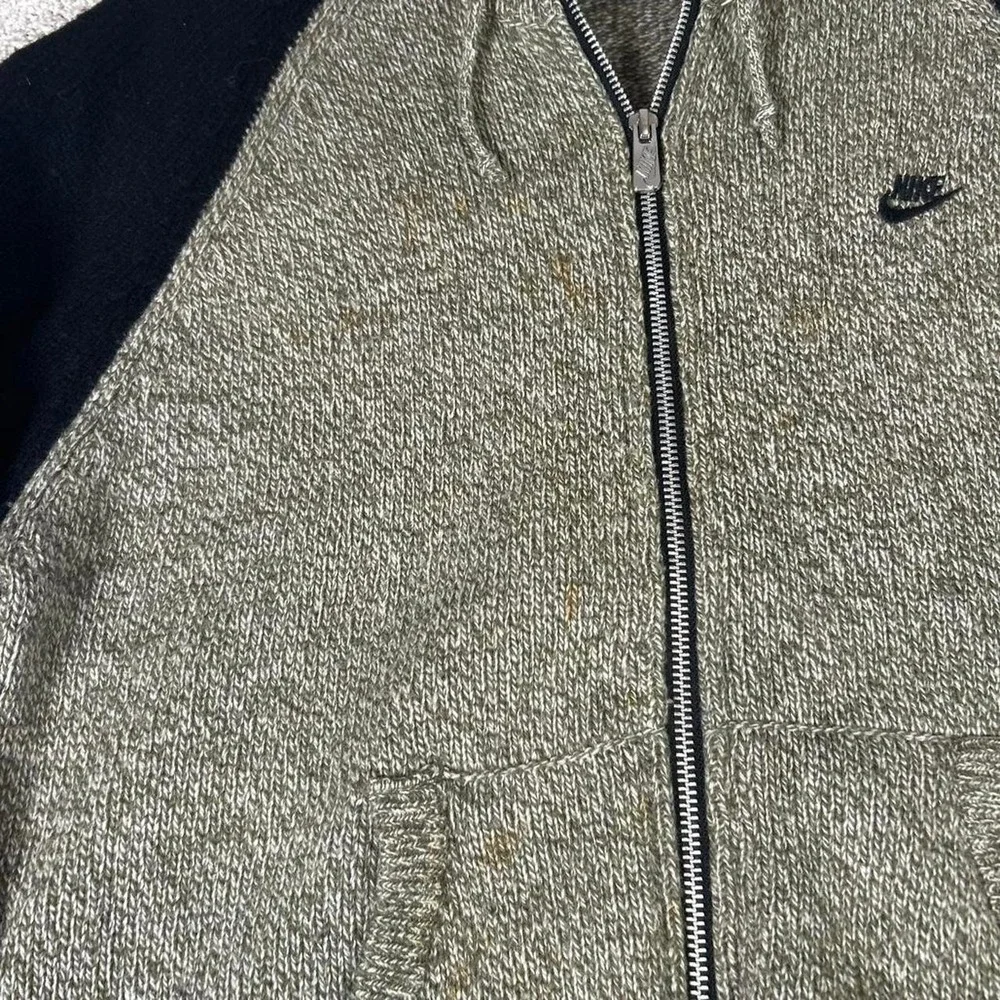 Vintage 2000s Nike brown and black knit wool skater zip up hoodie Size L